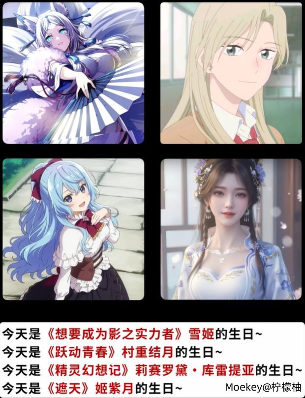 今天过生日的动漫角色